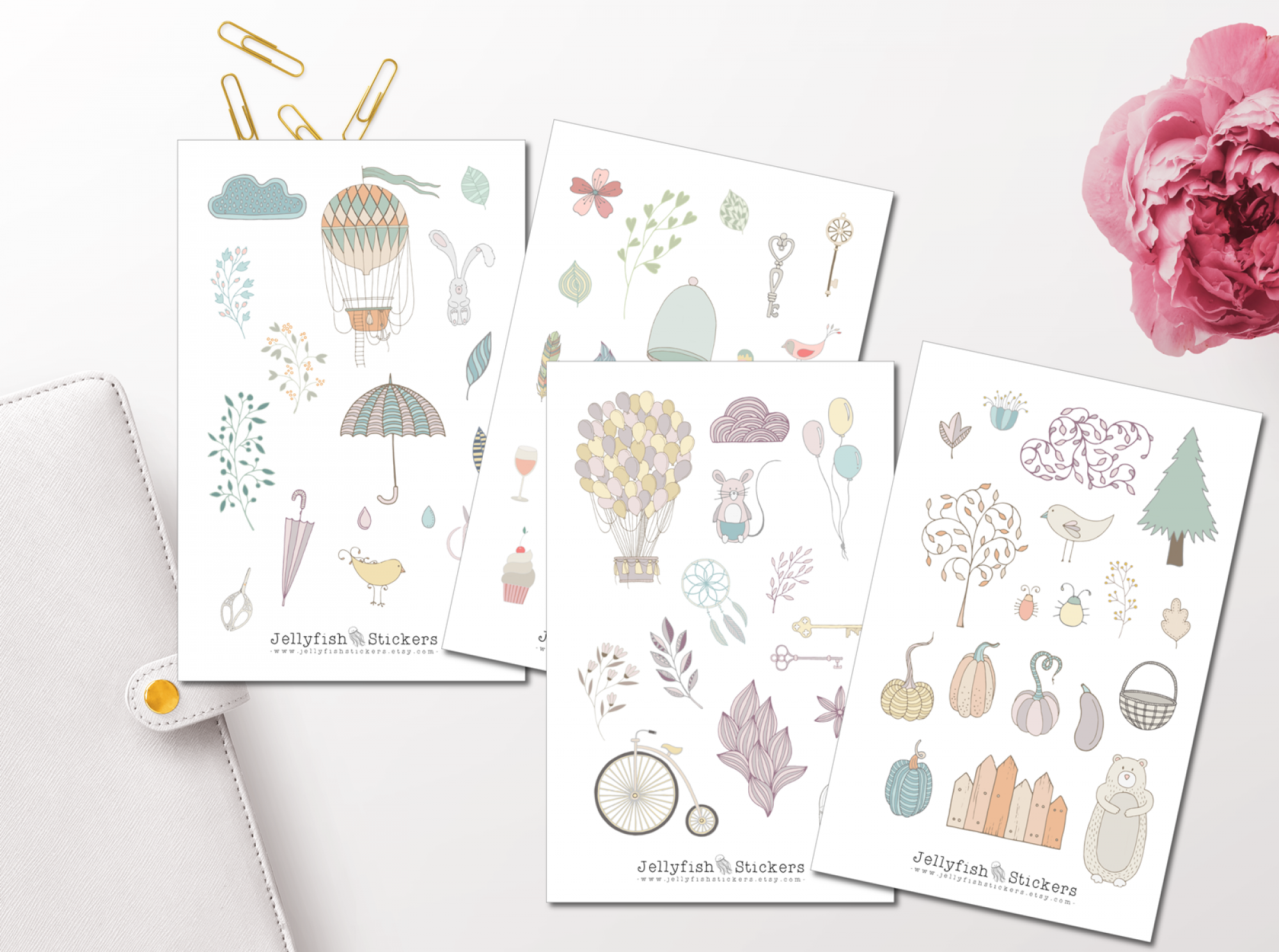 Retro Pastell Sticker Set